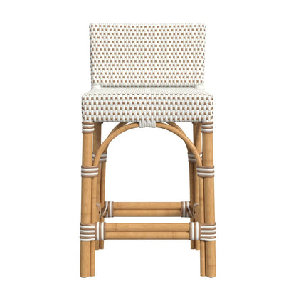 Butler Specialty Company - Amalfi 24.5 in. Seat Height Outdoor Counter Stool w Back, Beige and White - 5982433 view 2