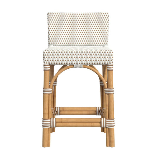 Butler Specialty Company - Amalfi 24.5 in. Seat Height Outdoor Counter Stool w Back, Beige and White - 5982433 view 2