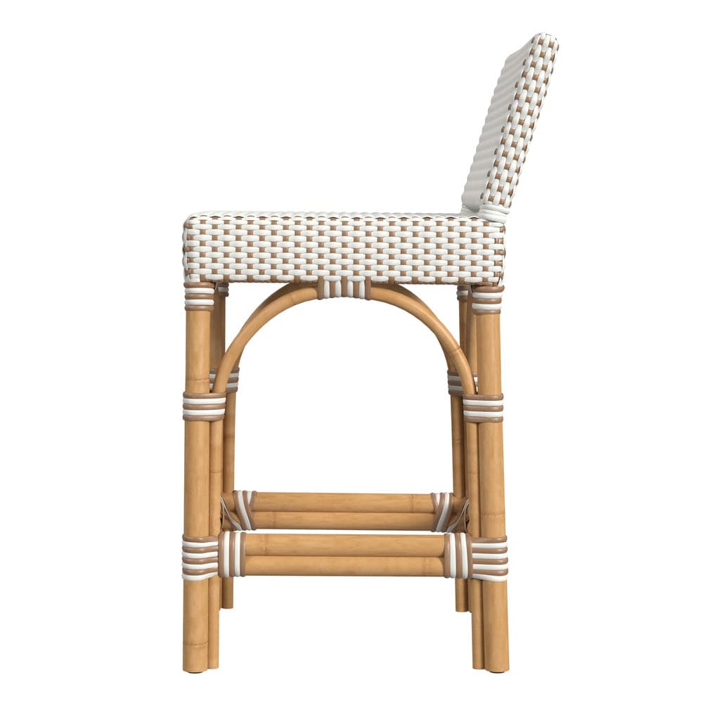 Butler Specialty Company - Amalfi 24.5 in. Seat Height Outdoor Counter Stool w Back, Beige and White - 5982433 view 3