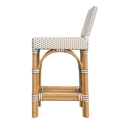 Butler Specialty Company - Amalfi 24.5 in. Seat Height Outdoor Counter Stool w Back, Beige and White - 5982433 view 3