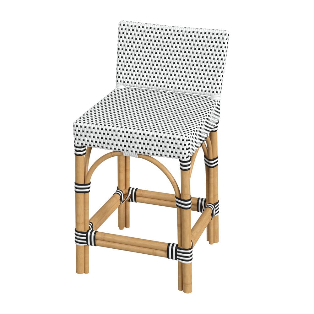 Butler Specialty Company - Amalfi 24.5 in. Seat Height Outdoor Counter Stool w Back, Black and White - 5982434 view 1