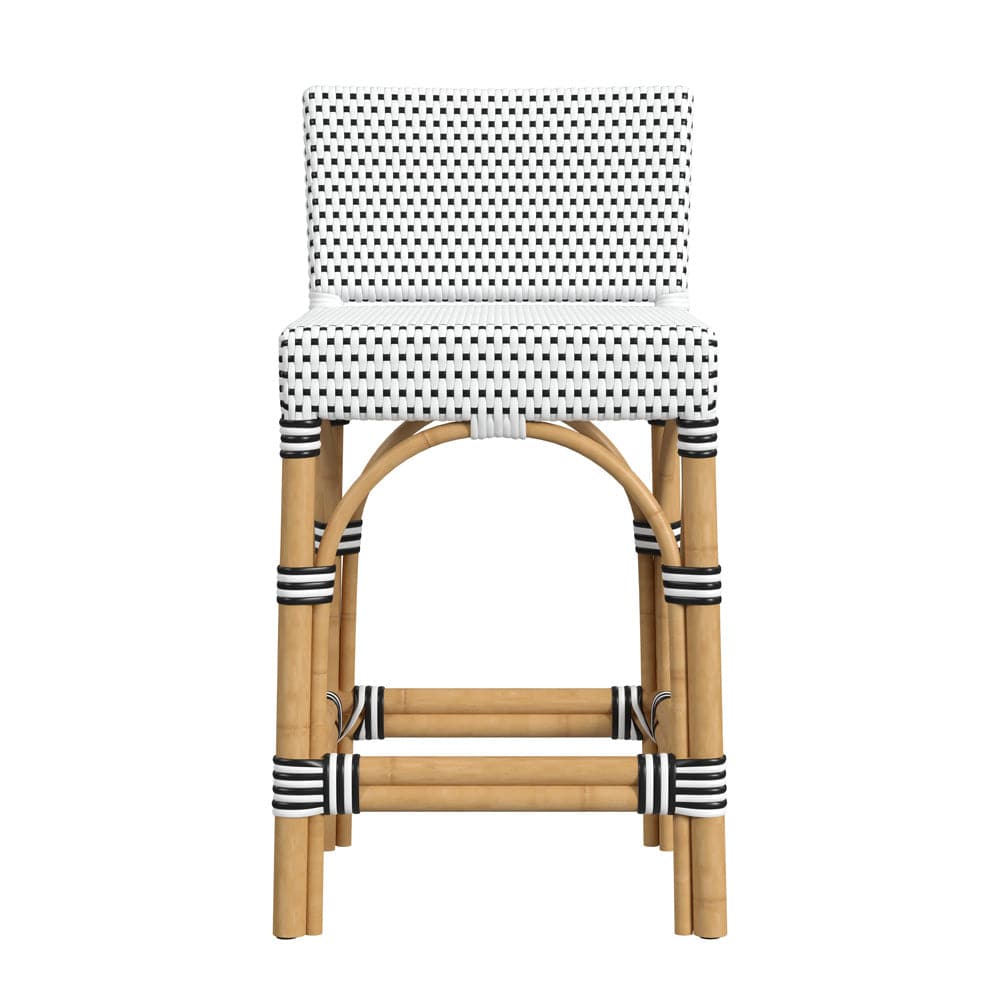 Butler Specialty Company - Amalfi 24.5 in. Seat Height Outdoor Counter Stool w Back, Black and White - 5982434 view 2