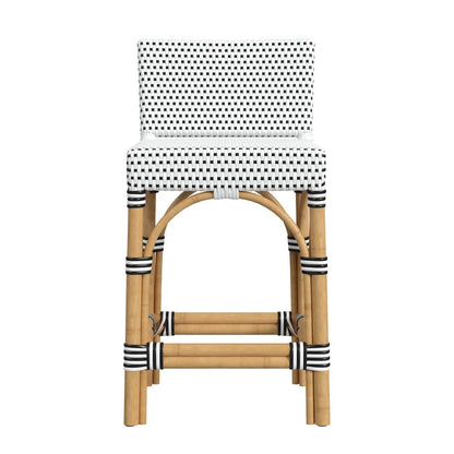 Butler Specialty Company - Amalfi 24.5 in. Seat Height Outdoor Counter Stool w Back, Black and White - 5982434 view 2