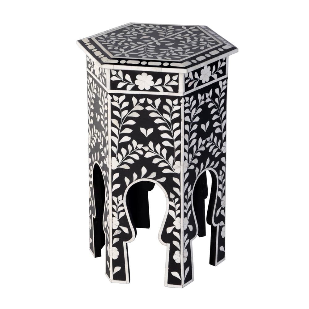 Butler Specialty Company - Amaya 16 in. W Hexagon Bone Inlay Side Table, Black, White - 5895318 view 1