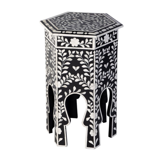Butler Specialty Company - Amaya 16 in. W Hexagon Bone Inlay Side Table, Black, White - 5895318 view 1