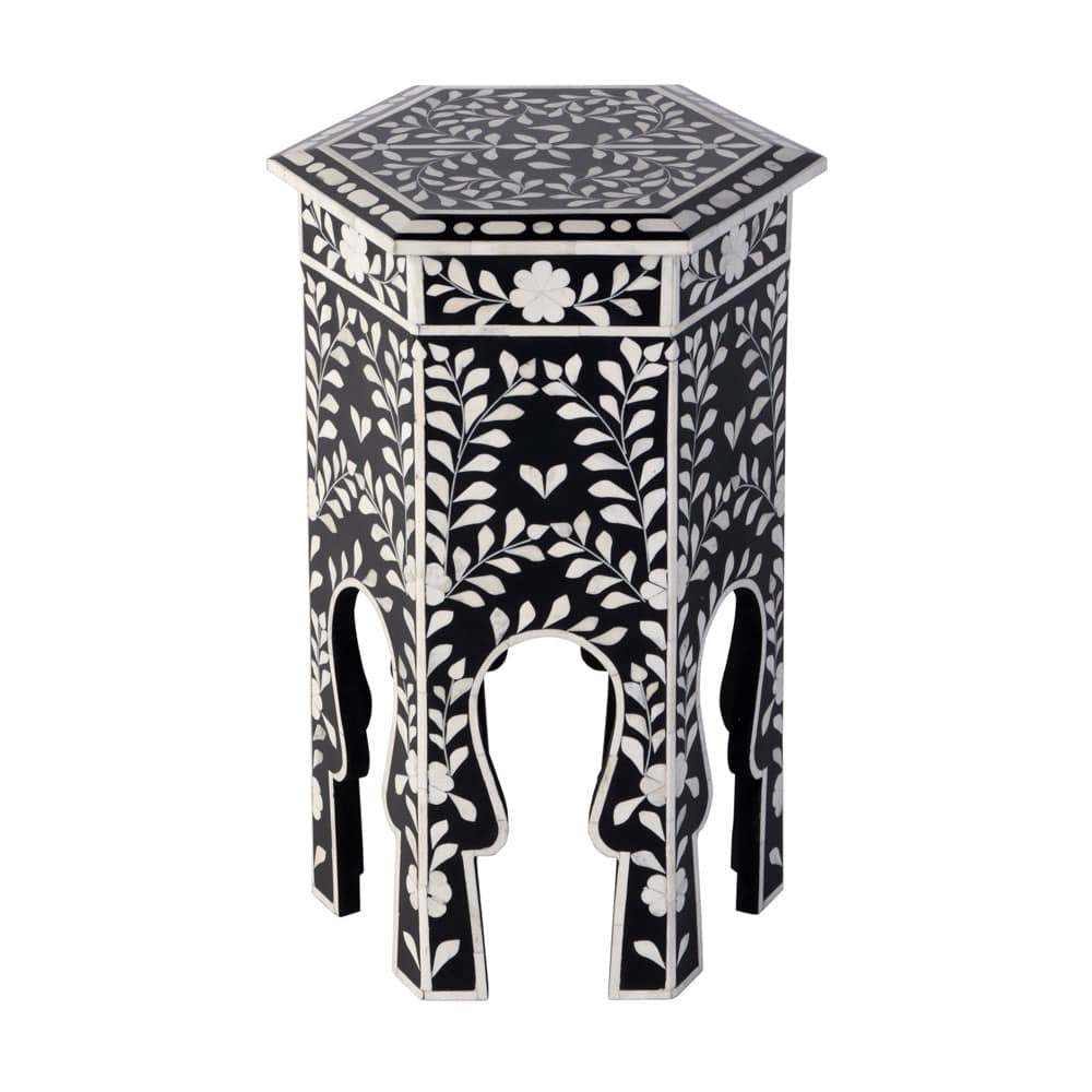 Butler Specialty Company - Amaya 16 in. W Hexagon Bone Inlay Side Table, Black, White - 5895318 view 3