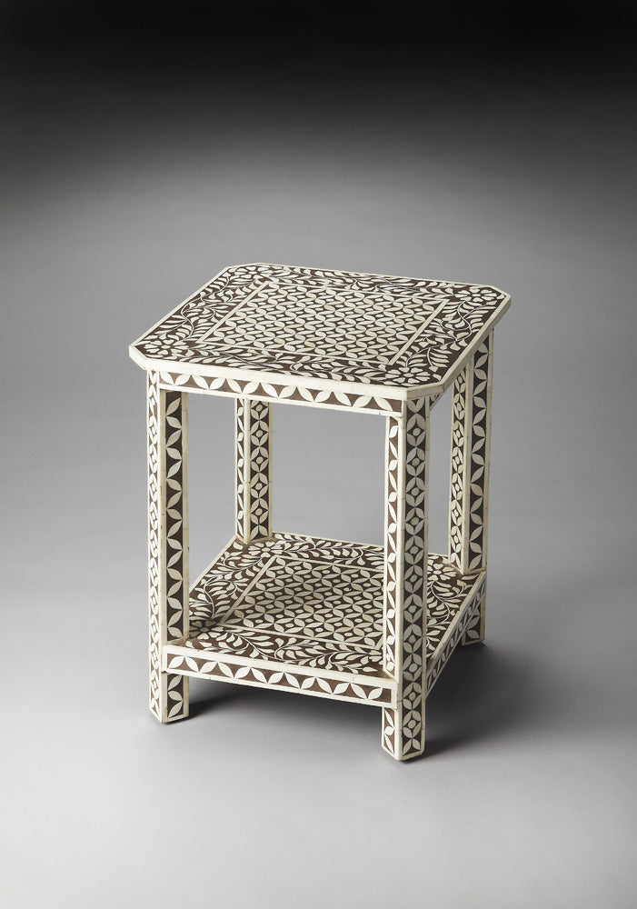 Butler Specialty Company - Amelia 18.25 in. W Square Bone Inlay & Wood Side Table, Light Brown/White - 3449326