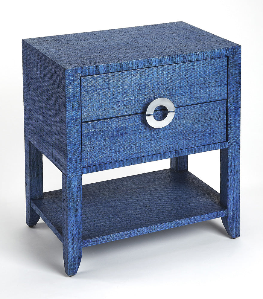 Butler Specialty Company - Amelle 24 in. W Rectangular Raffia 2 Drawer Nightstand, Blue - 4357361