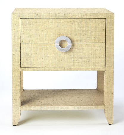 Butler Specialty Company - Amelle 24 in. W Rectangular Raffia 2 Drawer Nightstand, Cream/Yellow - 4357349
