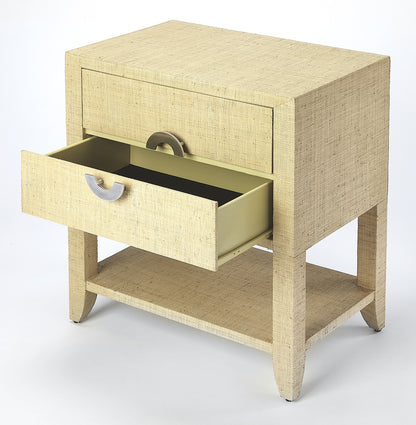 Butler Specialty Company - Amelle 24 in. W Rectangular Raffia 2 Drawer Nightstand, Cream/Yellow - 4357349