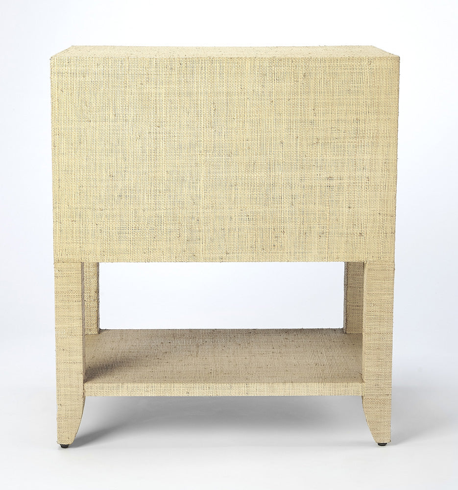 Butler Specialty Company - Amelle 24 in. W Rectangular Raffia 2 Drawer Nightstand, Cream/Yellow - 4357349