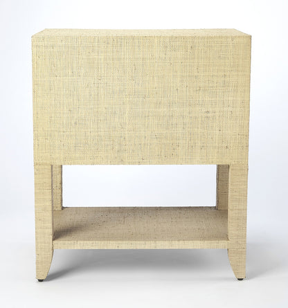 Butler Specialty Company - Amelle 24 in. W Rectangular Raffia 2 Drawer Nightstand, Cream/Yellow - 4357349