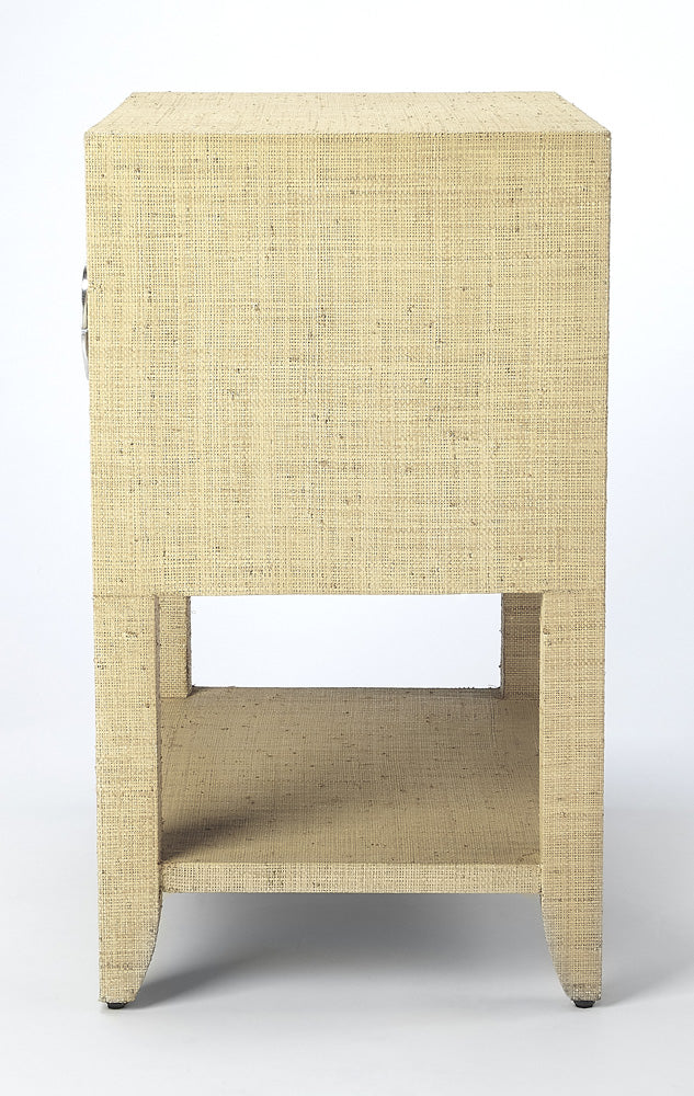 Butler Specialty Company - Amelle 24 in. W Rectangular Raffia 2 Drawer Nightstand, Cream/Yellow - 4357349