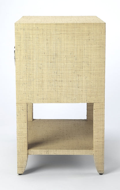 Butler Specialty Company - Amelle 24 in. W Rectangular Raffia 2 Drawer Nightstand, Cream/Yellow - 4357349