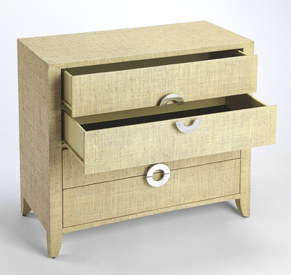 Butler Specialty Company - Amelle 4-Drawer Raffia Accent Chest, Cream, Yellow - 4483349_CLOSEOUT