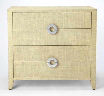 Butler Specialty Company - Amelle 4-Drawer Raffia Accent Chest, Cream, Yellow - 4483349_CLOSEOUT