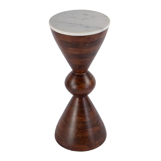 Butler Specialty Company - Amra 12 in. W Round Marble and Wood Side Table, Brown - 5839354 View 1