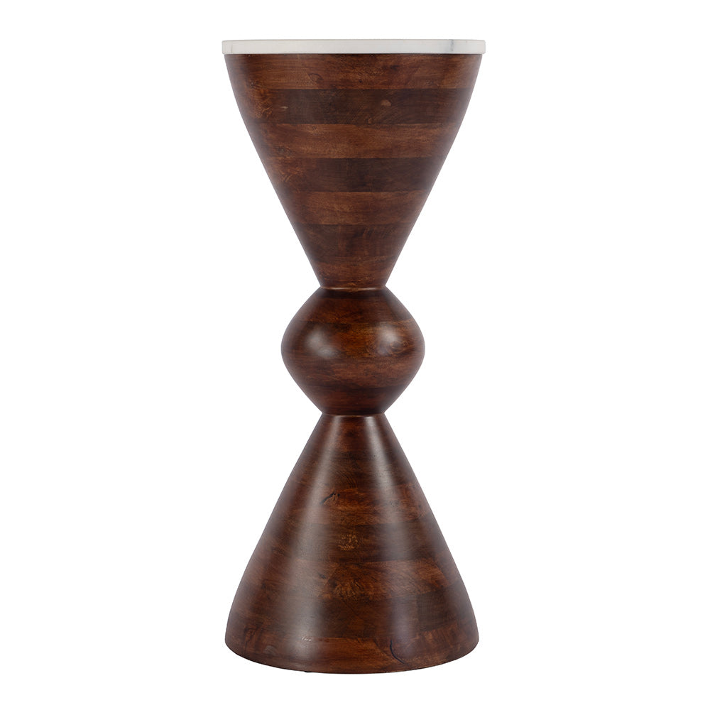 Butler Specialty Company - Amra 12 in. W Round Marble and Wood Side Table, Brown - 5839354 View 2