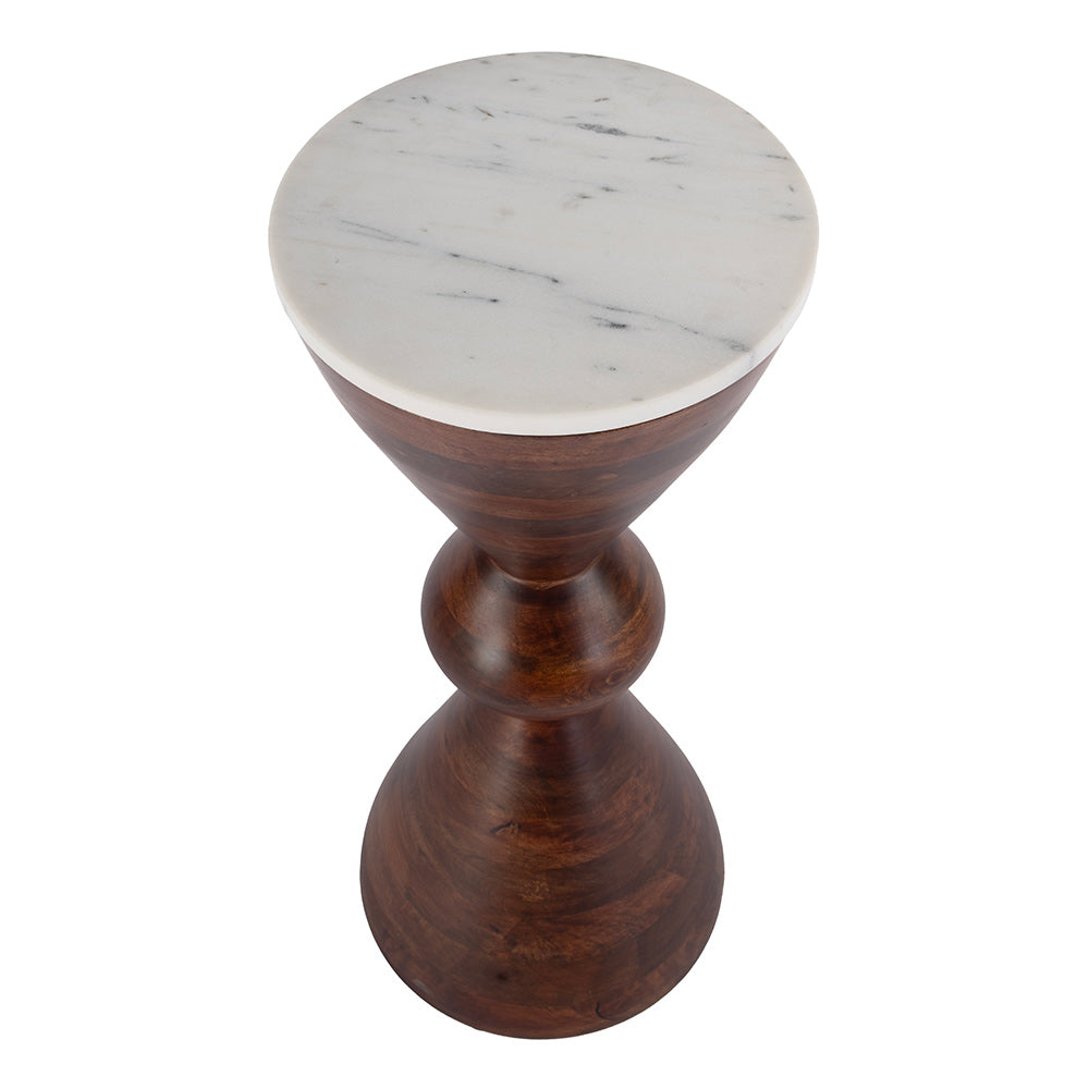 Butler Specialty Company - Amra 12 in. W Round Marble and Wood Side Table, Brown - 5839354 View 3