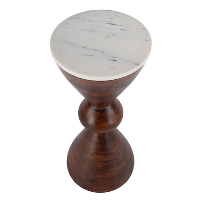 Butler Specialty Company - Amra 12 in. W Round Marble and Wood Side Table, Brown - 5839354 View 3
