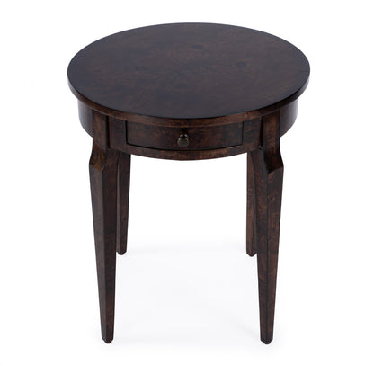Butler Specialty Company - Heritage - Archer 20 in. W Round Wood 1 Drawer Burl Side Table, Dark Brown - 341446