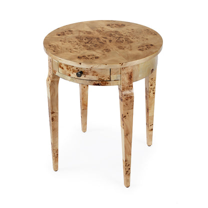 Butler Specialty Company - Heritage - Archer 20 in. W Round Wood 1 Drawer Burl Side Table, Light Brown - 341443