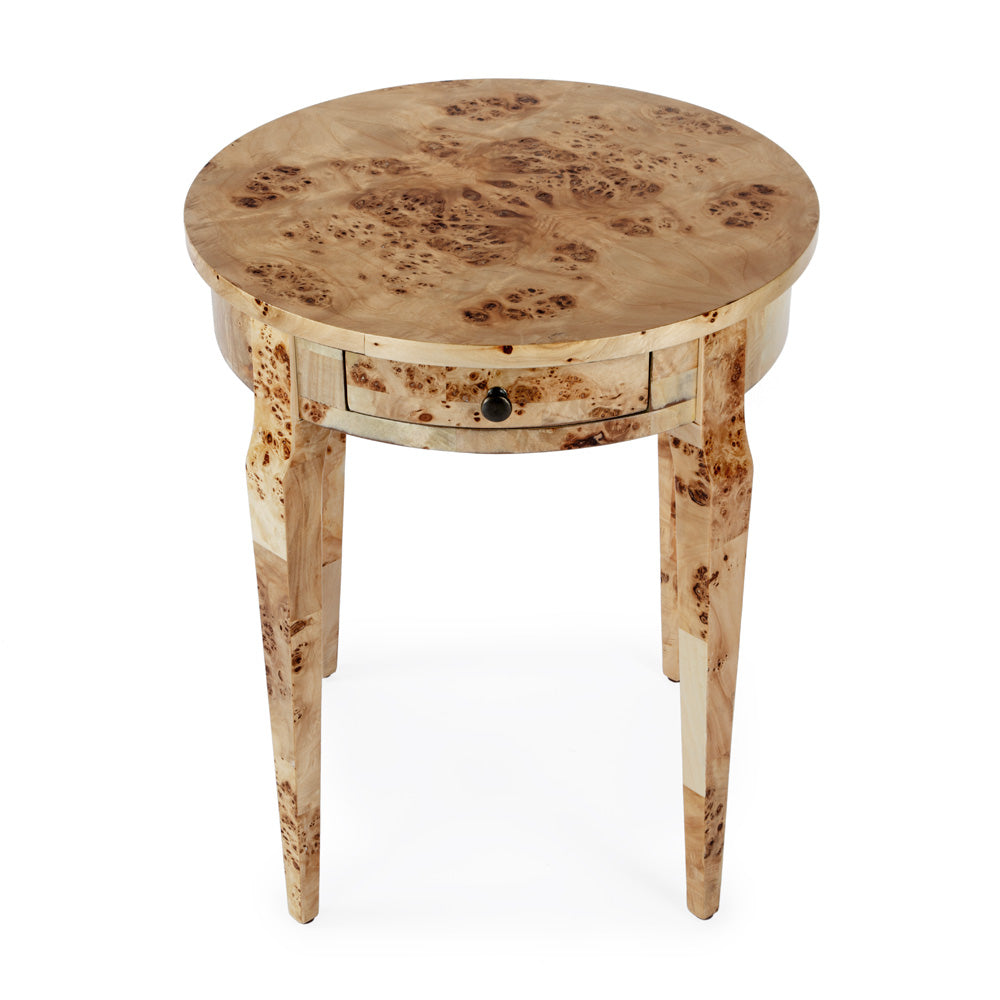 Butler Specialty Company - Heritage - Archer 20 in. W Round Wood 1 Drawer Burl Side Table, Light Brown - 341443