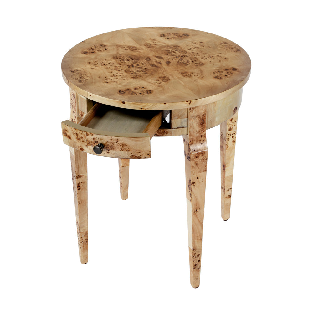Butler Specialty Company - Heritage - Archer 20 in. W Round Wood 1 Drawer Burl Side Table, Light Brown - 341443