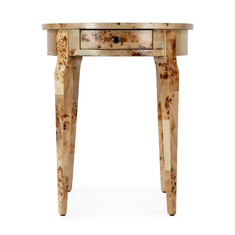 Butler Specialty Company - Heritage - Archer 20 in. W Round Wood 1 Drawer Burl Side Table, Light Brown - 341443