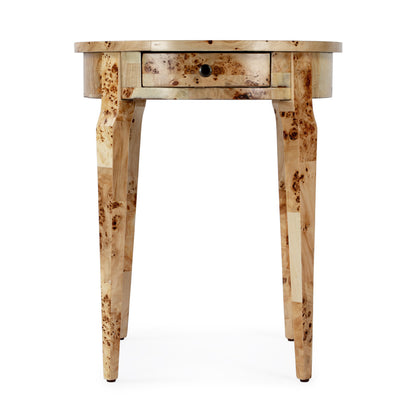 Butler Specialty Company - Heritage - Archer 20 in. W Round Wood 1 Drawer Burl Side Table, Light Brown - 341443