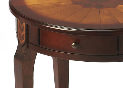 Butler Specialty Company - Heritage - Archer 20 in. W Round Wood 1 Drawer Burl Side Table, Dark Brown - 341024