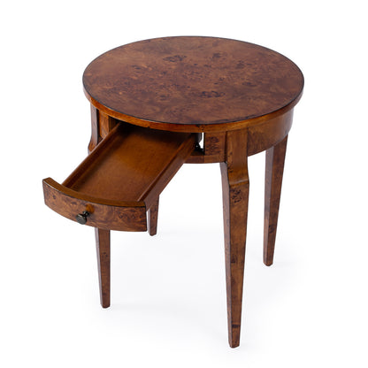 Butler Specialty Company - Heritage - Archer 20 in. W Round Wood 1 Drawer Burl Side Table, Light Brown - 341442