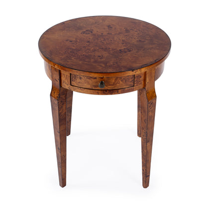 Butler Specialty Company - Heritage - Archer 20 in. W Round Wood 1 Drawer Burl Side Table, Light Brown - 341442