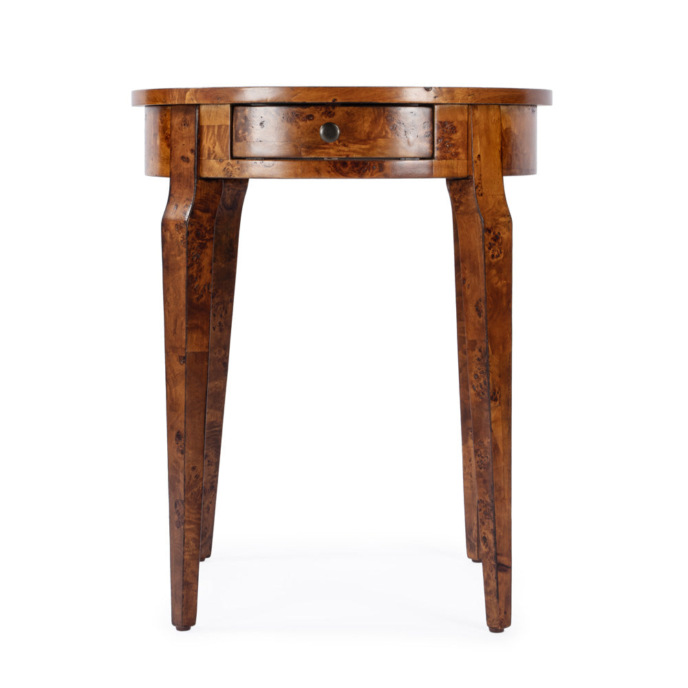 Butler Specialty Company - Heritage - Archer 20 in. W Round Wood 1 Drawer Burl Side Table, Light Brown - 341442