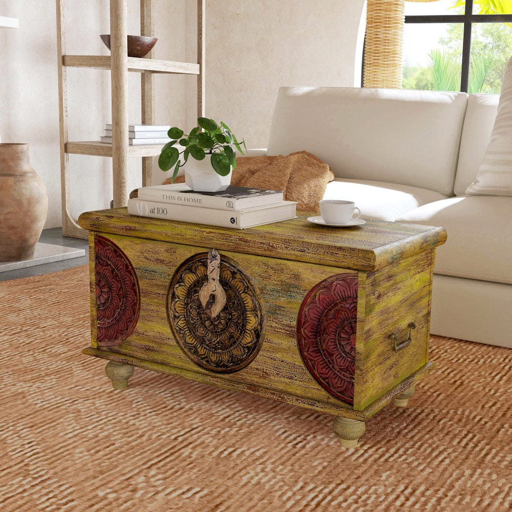 Butler Specialty Company - Artifacts - Mesa 33 in. W Rectangular Carved Wood Trunk Coffee Table, Assorted Color - 3140290 view 6