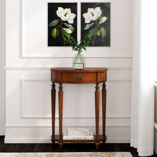 Butler Specialty Company - Ashby 22 in. W Demilune Wood 1 Drawer Console Table, Dark Brown - 2101024