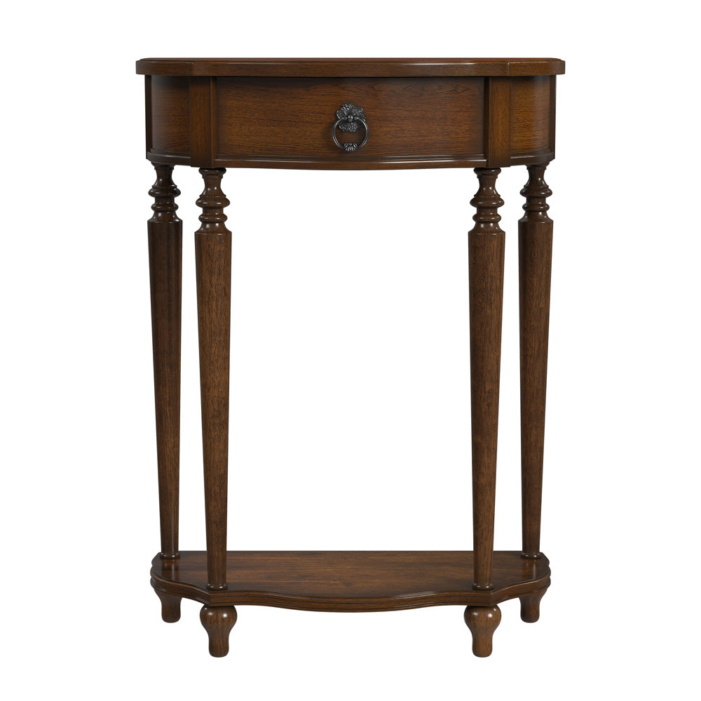 Butler Specialty Company - Ashby 22 in. W Demilune Wood 1 Drawer Console Table, Medium Brown - 2101011