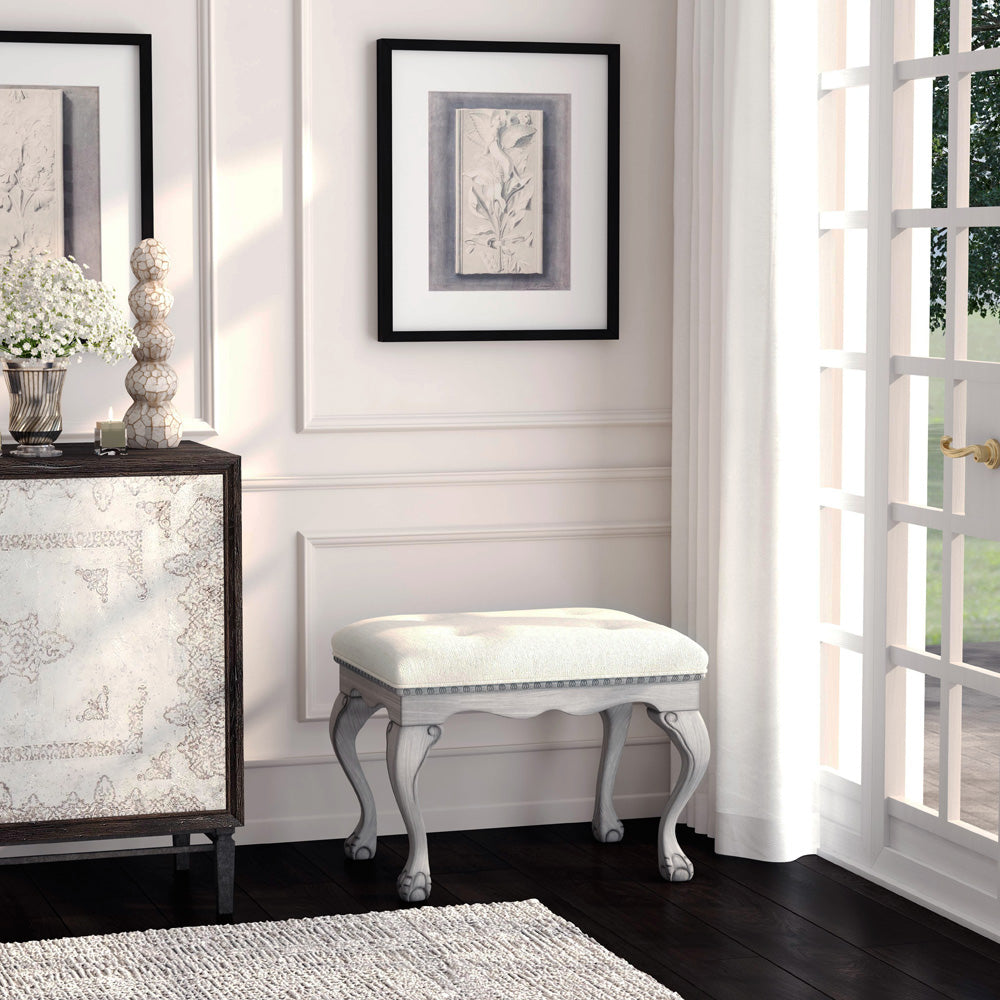 Butler Specialty Company - Ashford 25.5 in. W Rectangular Upholstered/Wood Backless Vanity Stool, Gray - 2627418_CLOSEOUT