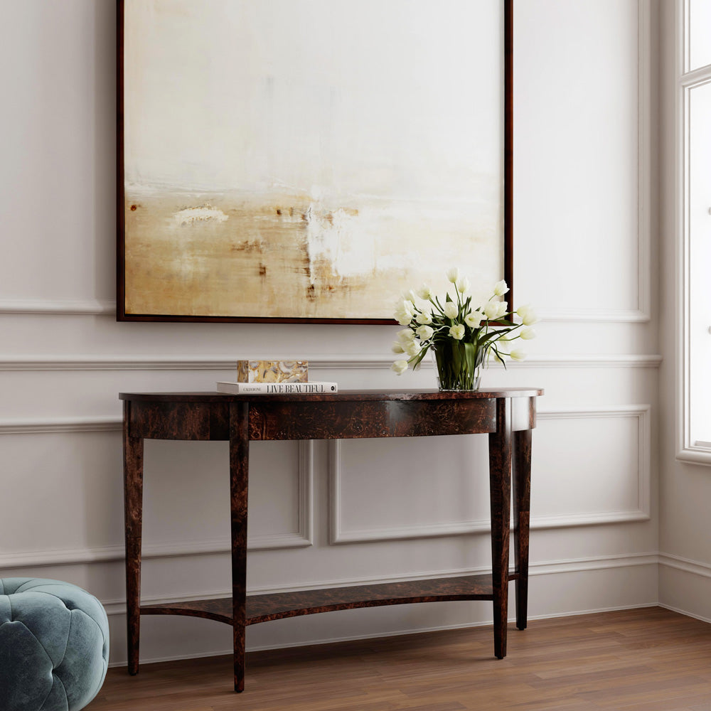 Butler Specialty Company - Astor 54 in. W Demilune Wood Console Table with Lower Shelf, Dark Brown - 4146446