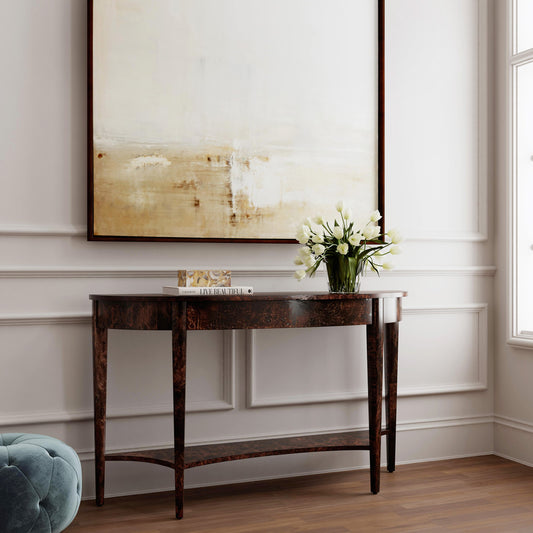 Butler Specialty Company - Astor 54 in. W Demilune Wood Console Table with Lower Shelf, Dark Brown - 4146446