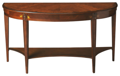 Butler Specialty Company - Astor 54 in. W Demilune Wood Console Table with Lower Shelf, Medium Brown - 4146101