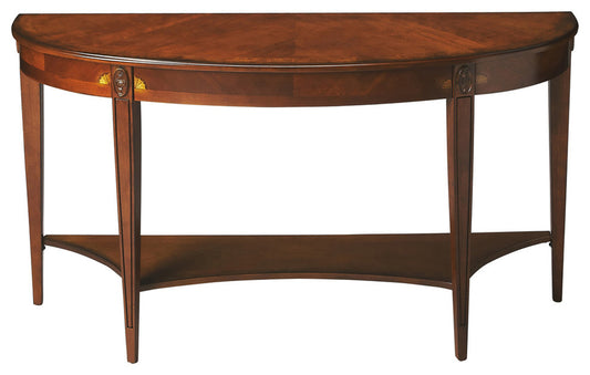 Butler Specialty Company - Astor 54 in. W Demilune Wood Console Table with Lower Shelf, Medium Brown - 4146101