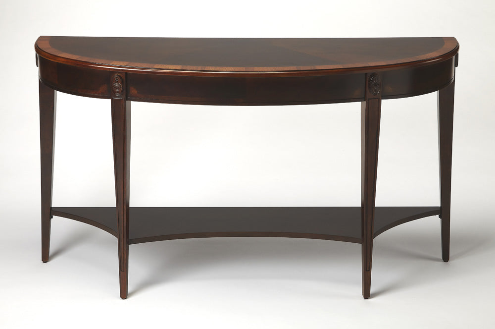 Butler Specialty Company - Astor 54 in. W Demilune Wood Console Table with Lower Shelf, Noveau Brown - 4146211