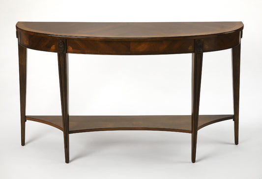 Butler Specialty Company - Astor 54 in. W Demilune Wood Console Table with Lower Shelf, Nutmeg Brown - 4146251