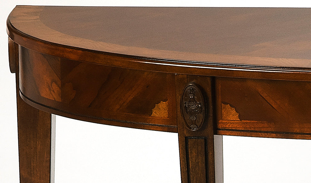 Butler Specialty Company - Astor 54 in. W Demilune Wood Console Table with Lower Shelf, Nutmeg Brown - 4146251