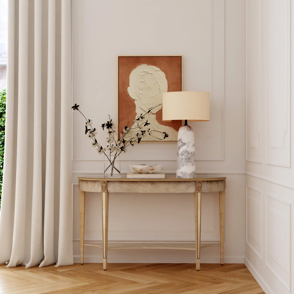 Butler Specialty Company - Astor 54 in. W Demilune Wood Console Table with Lower Shelf, Tan/Beige - 4146424
