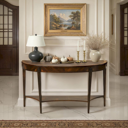 Butler Specialty Company - Astor 54 in. W Demilune Wood Console Table with Lower Shelf, Nutmeg Brown - 4146251 view 4