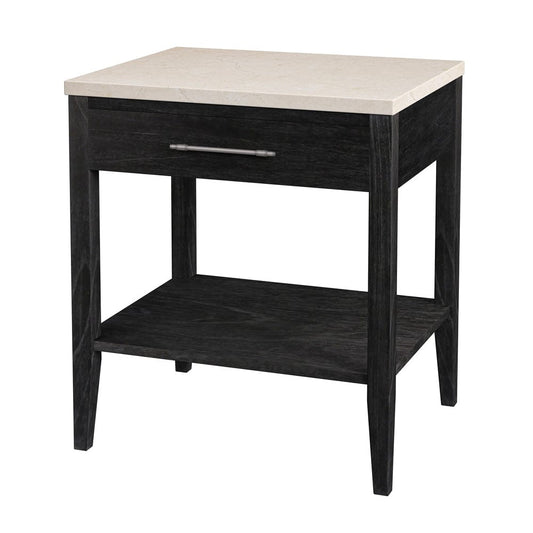 Butler Specialty Company - Averly 22 in. W Rectangular Marble and Wood 1 Drawer Nightstand w Lower Open Shelf, Black - 6294432 view 1
