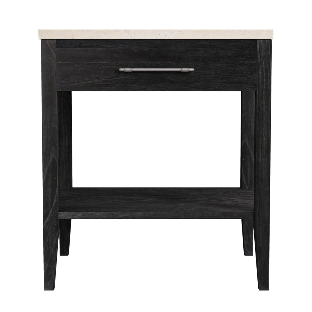 Butler Specialty Company - Averly 22 in. W Rectangular Marble and Wood 1 Drawer Nightstand w Lower Open Shelf, Black - 6294432 view 2