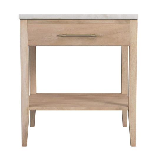 Butler Specialty Company - Averly 22 in. W Rectangular Marble and Wood 1 Drawer Nightstand w Lower Open Shelf, Light Brown - 6294455 view 2